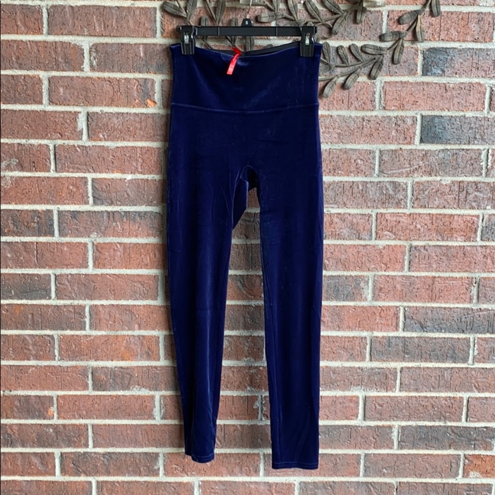 Spanx navy blue velvet leggings pants size large